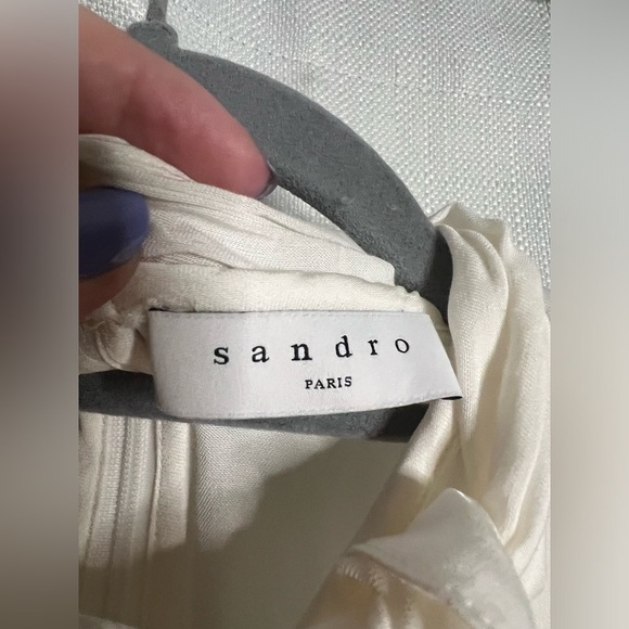 Sandro Paris White Courbe Studded Blouse Medium - Picture 5 of 13
